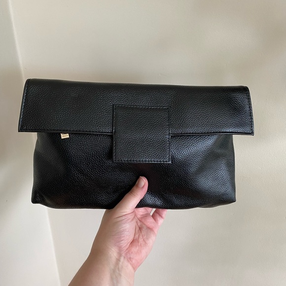 Zenith black leather clutch purse removable strap - Picture 2 of 9